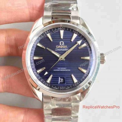 Swiss Quality Replica Omega Seamaster Aqua Terra Master Watch SS Blue Dial